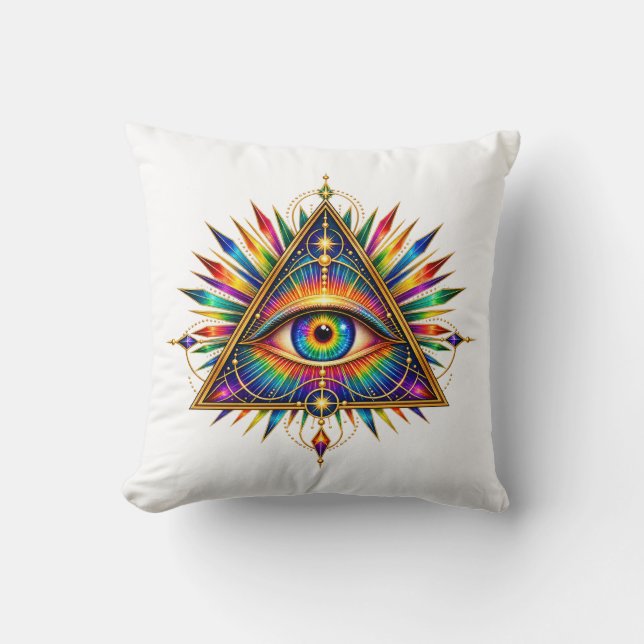 Jade Dawn Triangle Eye Throw Pillow (Front)