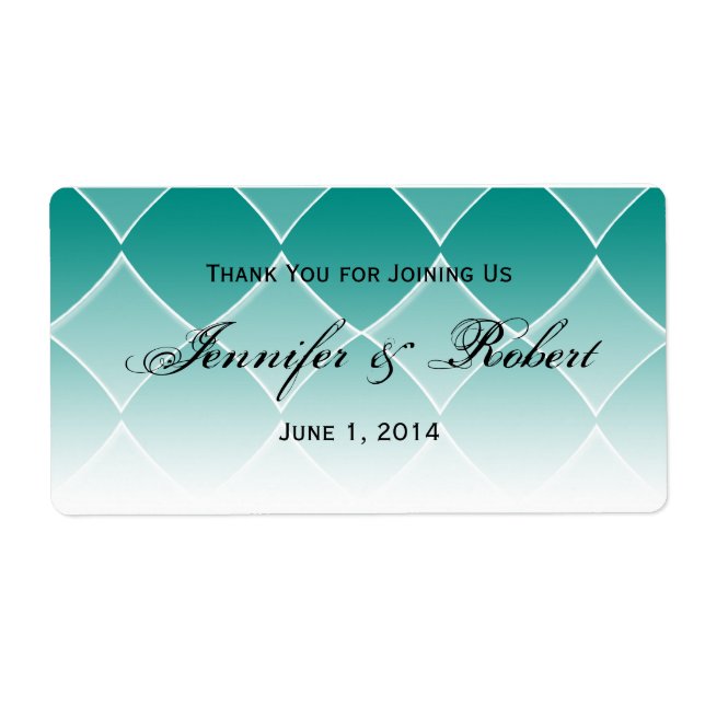 Jade Diamond Rounded Corners Water Bottle Label (Front)