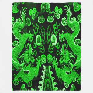 Jade Emperor Dragons Fleece Blanket