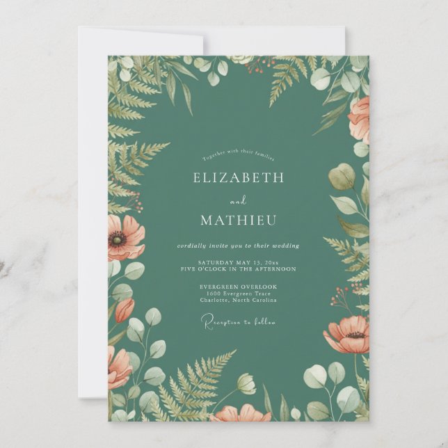 Jade Fern Foliage Wedding Invitation (Front)