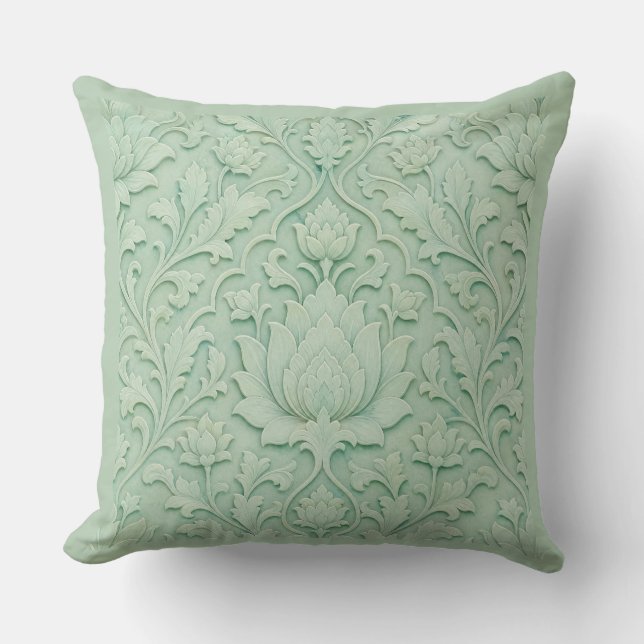 Jade Garden — Pale Celadon Persian Throw Pillow (Front)