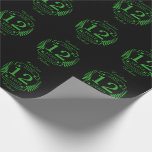 Jade Gemstone wedding anniversary 12 years Wrapping Paper<br><div class="desc">A design to celebrate 12 years of marriage. This design has a green (jade is the traditional gemstone) coloured laurel design on a black background. The text reads JADE 12 years anniversary. A romantic design to celebrate your 12th year of marriage. If you would like any help customizing this design...</div>