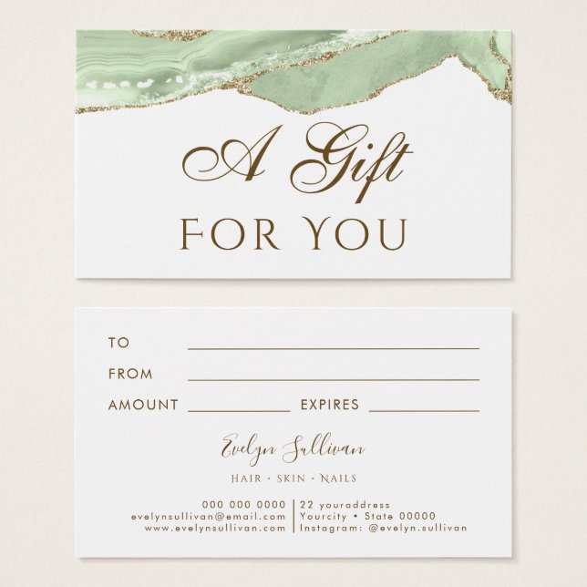 Jade Green Agate Gift Card (Front & Back)