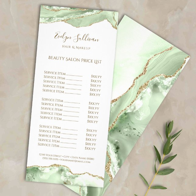 Jade Green agate price list rack card (Creator Uploaded)