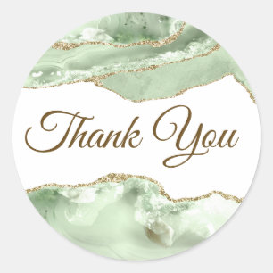 Jade green Agate Thank you Classic Round Sticker
