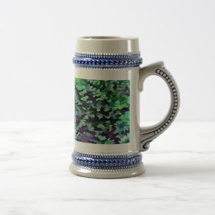 Jade Green and Purple Camouflage Pattern Beer Stein