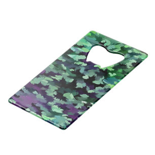 Jade Green and Purple Camouflage Pattern Wallet Bottle Opener