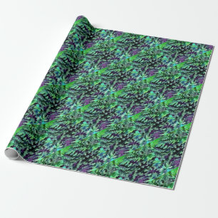 Jade Green and Purple Camouflage Pattern Wrapping Paper