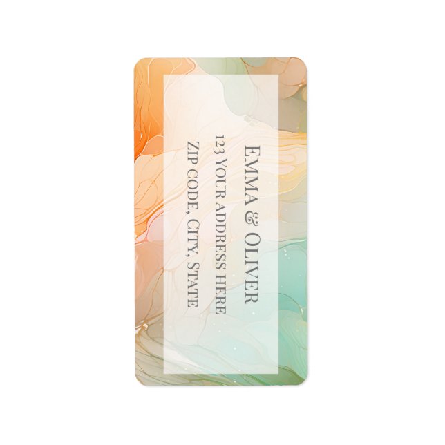 Jade green and terracotta marble card label (Front)