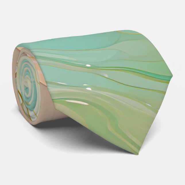 Jade green and terracotta tie (Rolled)