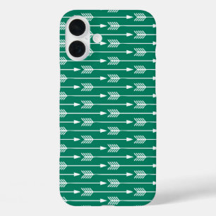Jade Green Arrows Pattern iPhone 16 Plus Case