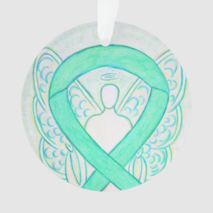 Jade Green Awareness Ribbon Angel Ornements
