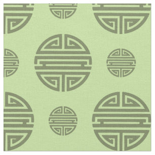 Jade Green Chinese Shou Longevity Character Fabric