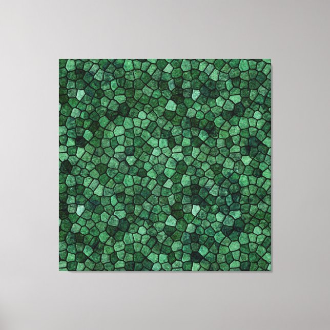 Jade Green Cobbled Patchwork Terrazo Pattern Canvas Print (Front)