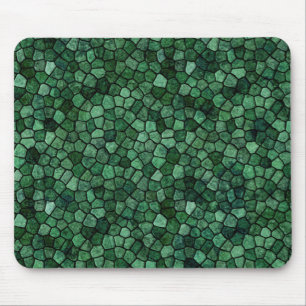 Jade Green Cobbled Patchwork Terrazo Pattern Mouse Pad