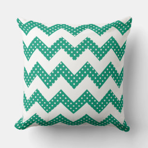 Jade Green Dots ChevronThrow Pillow