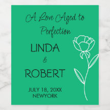 Jade Green Elegant Wedding Wine Label