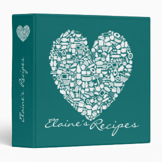 Jade Green Heart Recette Nom personnalisé Classeur