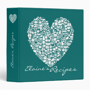 Jade Green Heart Recipe Personalized Name Binder