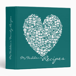 Jade Green Heart Recipe Personalized Name Binder