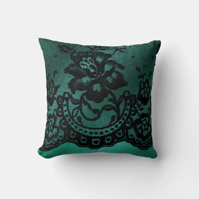 Jade Green Lace Coussin décoratif (Recto)