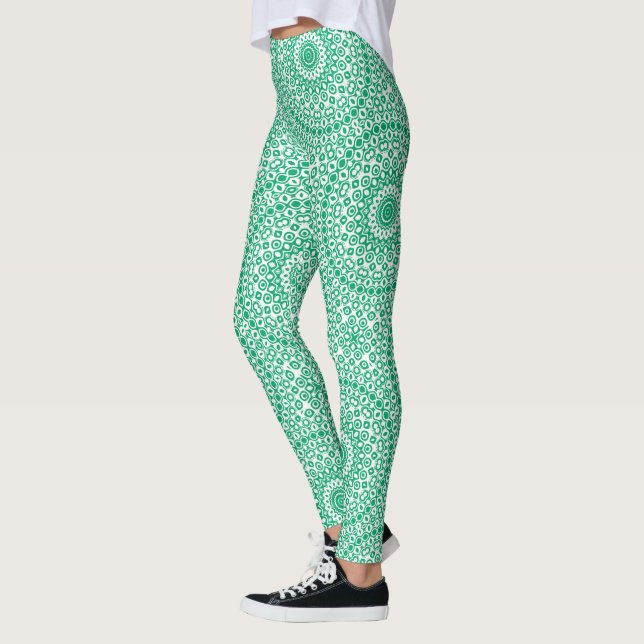 Jade Green Mandala Pattern Leggings (Left)