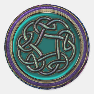 Jade Green Metal Celtic Knot Classic Round Sticker