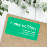 Jade Green Minimalist Vibrant Xmas Return Address Label<br><div class="desc">Simple, stylish "happy holidays" quote return address label with modern typography in white on a jade green background in a minimalist 'scandi' scandinavian design style. The label can be easily personalized with your own greeting, return name and address to make a truly bespoke christmas holiday label for the festive season...</div>