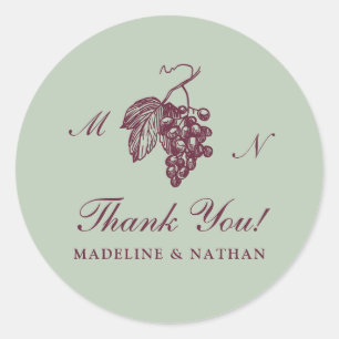 Jade Green Plum Grape Monogram Wedding Sticker