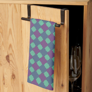 Jade Green & Purple Quatrefoil Tile Kitchen Towel