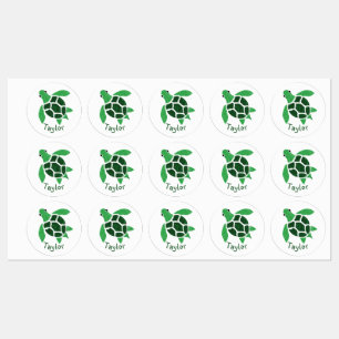 Jade Green Sea Turtle Mosaic with Name