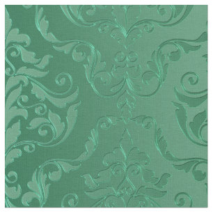 Jade Green Vintage Style Damask Fabric