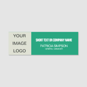 Jade Green White Business Logo Employee Name Title Tag