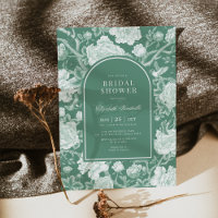 Jade Green White Chinoiserie Floral Bridal Shower