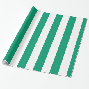 Jade Green White Extra Large Stripe Pattern Wrapping Paper