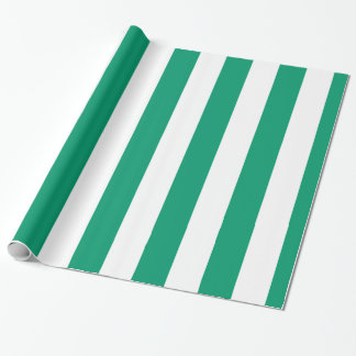 Jade Green White Extra Large Stripe Pattern Wrapping Paper
