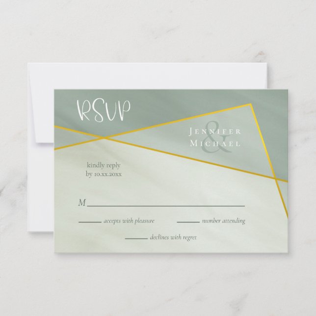 jade grise typographie géométrique mariage rsvp (Devant)