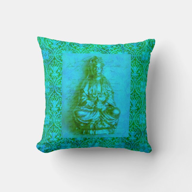 Jade Kwan Yin Throw Pillow (Front)