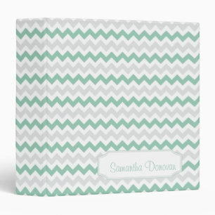 Jade Light Grey Zigzag Pattern Personalized Album Binder