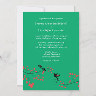 Jade Love Birds Wedding Customized Invitation