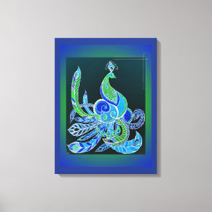 Jade Majesty Elegant Green and blue peacock  Canvas Print