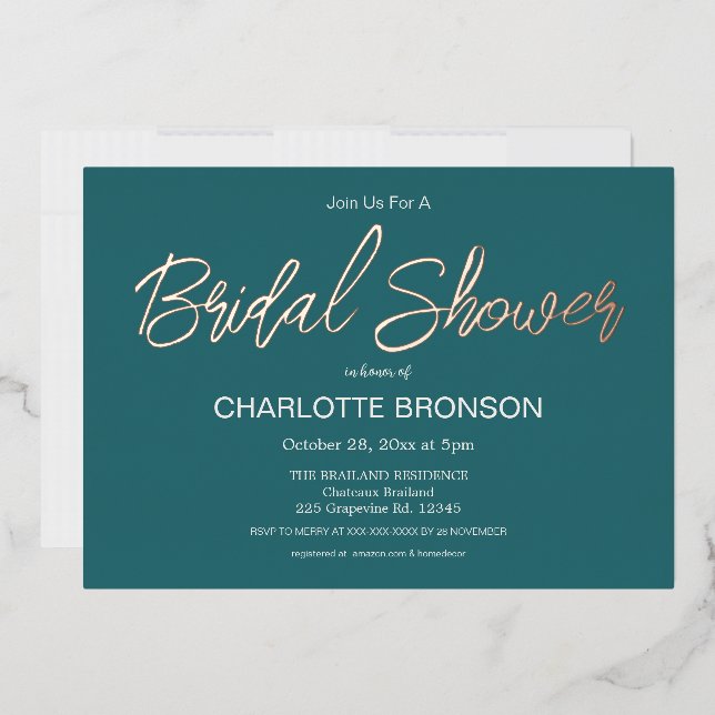 Jade Minimalist Script Bridal Shower Rose Gold   (Envelope)