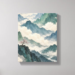 Jade Mountains Through Paper Clouds - Minimal Land Canvas Print