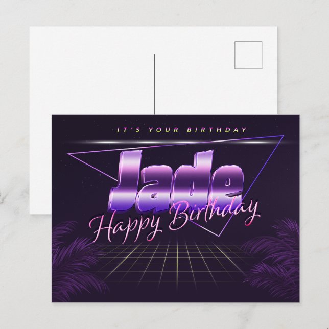 Jade Name Prénom Anniversaire de la carte postale (Devant / Derrière)
