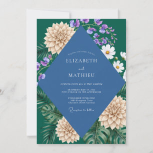 Jade Slate Monstera Eucalyptus Wedding Invitation