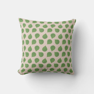 Jade Tree Green Leaves on Light Beige Throw Pillow