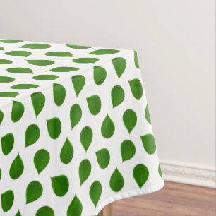 Jade Tree Green Leaves on White Tablecloth