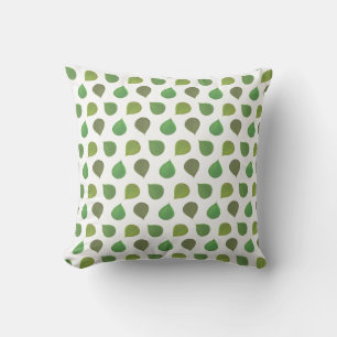 Jade Tree Green Leaves on White Throw Pillow