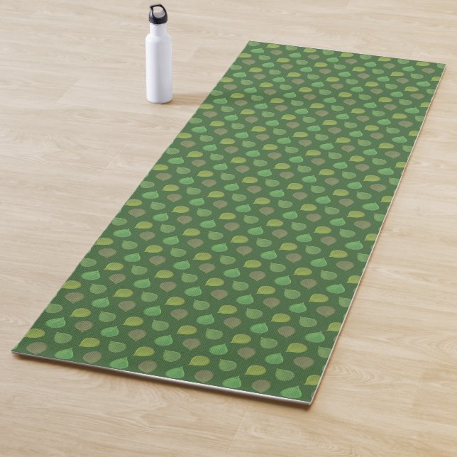 Jade Tree Leaves on Green Yoga Mat (In Situ)