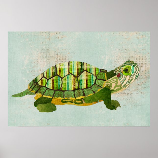 Jade Turtle Azure Art Poster (Front)